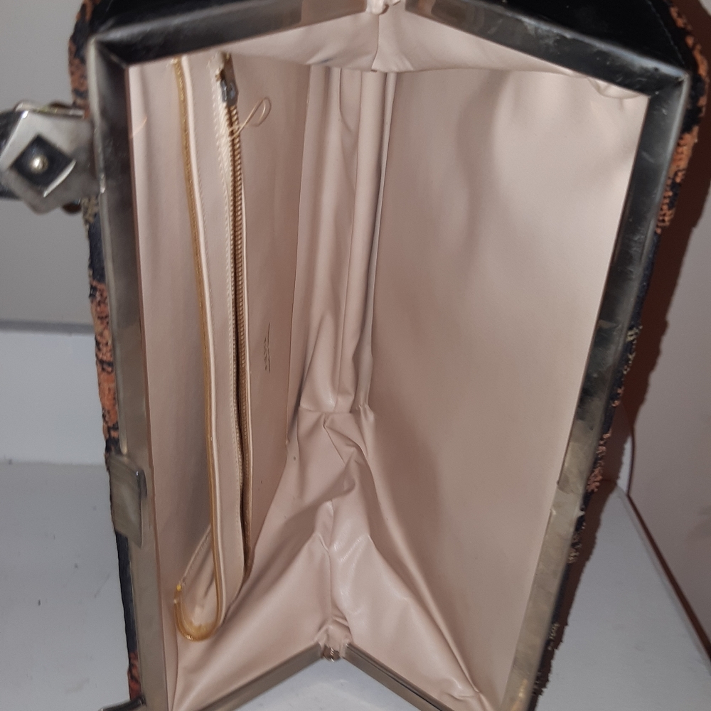 Vintage Fiesta Women's hands Bag needlepoint multicolore made In Canada 14"X10" - Picture 10 of 10